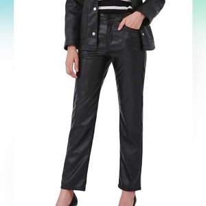 NWT Balleay Art Faux Leather Pants Straight Leg Mid Waist